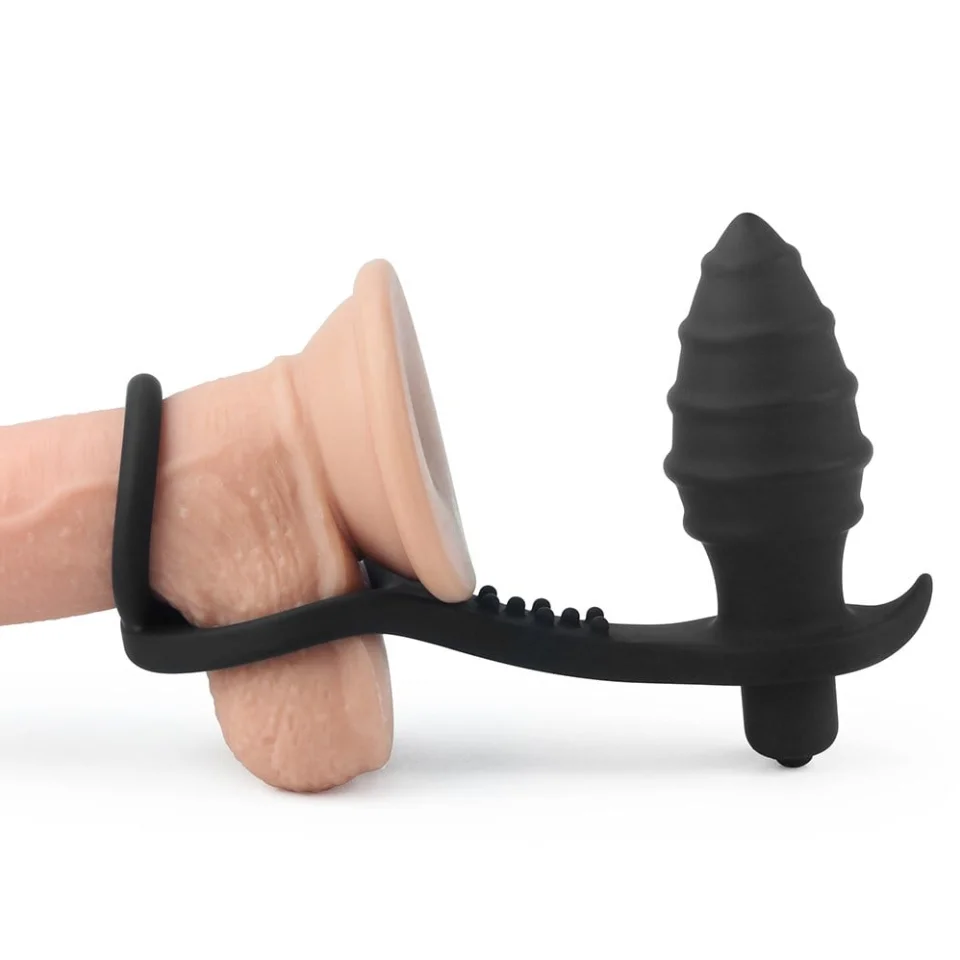 #6106 - Penis Halkalı Titreşimli Anal Penetratör Plug Masturbatör