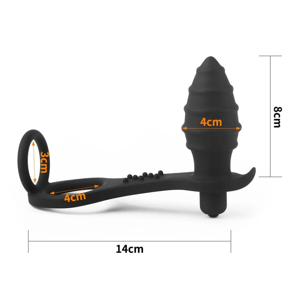 #6104 - Penis Halkalı Titreşimli Anal Penetratör Plug Masturbatör