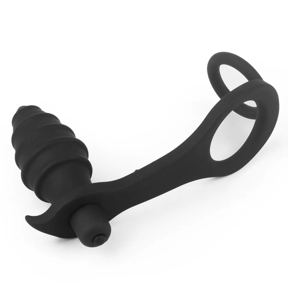 #6108 - Penis Halkalı Titreşimli Anal Penetratör Plug Masturbatör