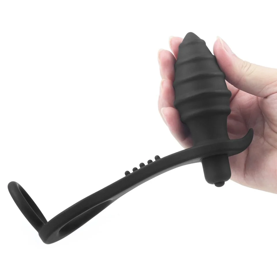 #6110 - Penis Halkalı Titreşimli Anal Penetratör Plug Masturbatör
