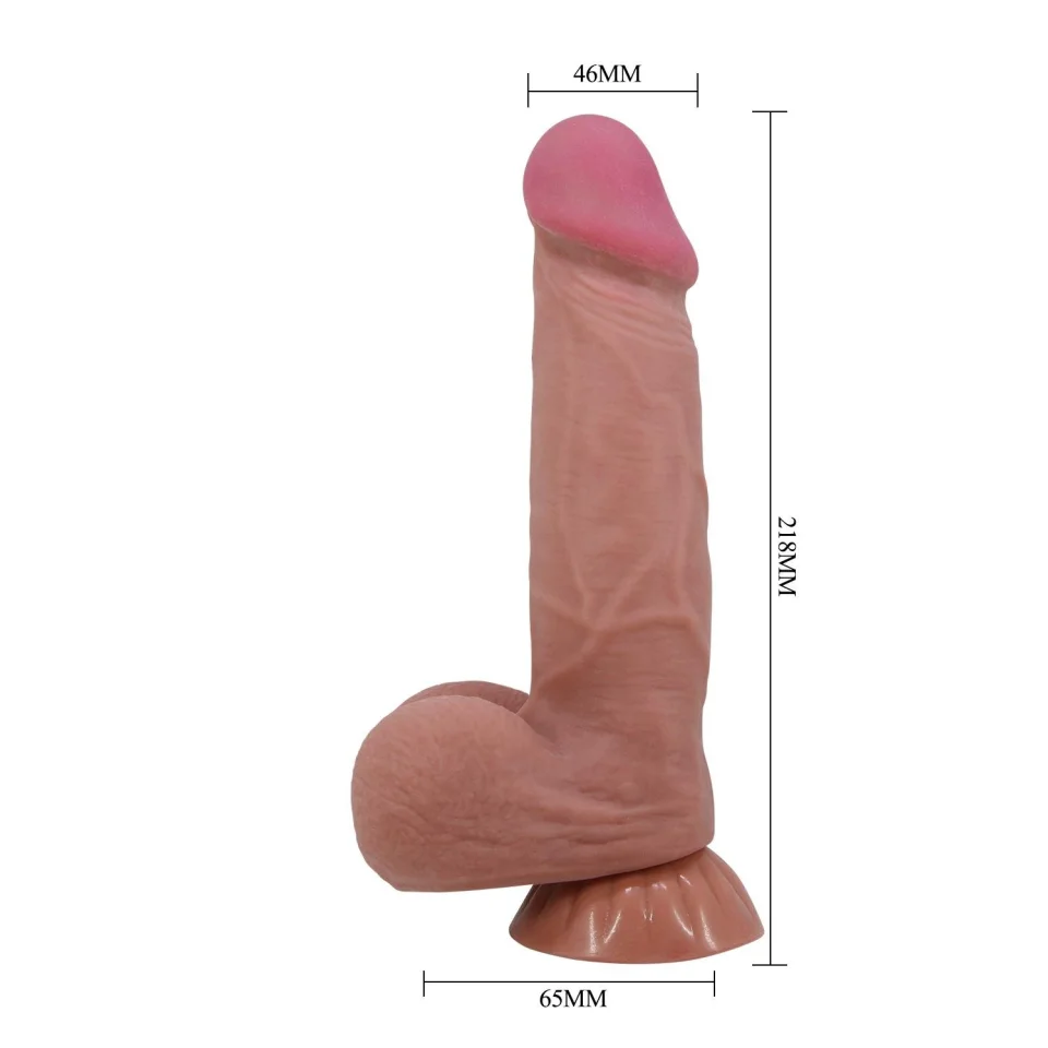 #28 - 21,8 cm Kıkırdak Yapılı &Ccedil;ift Katmanlı Ger&ccedil;ek&ccedil;i Melez Dildo Penis