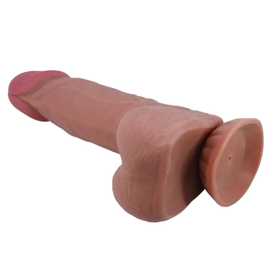 #32 - 21,8 cm Kıkırdak Yapılı &Ccedil;ift Katmanlı Ger&ccedil;ek&ccedil;i Melez Dildo Penis