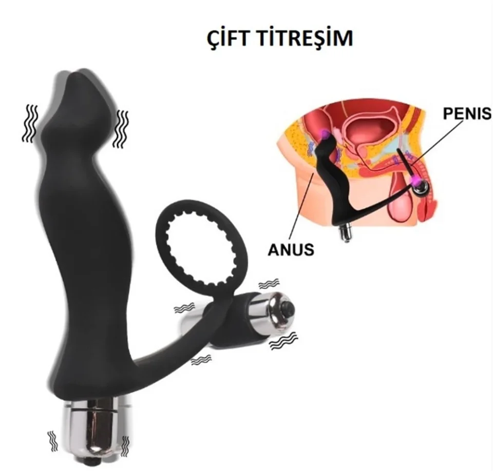 #6128 - Çift Motorlu Prostat Vibratör ve Penis Halkası - Krell