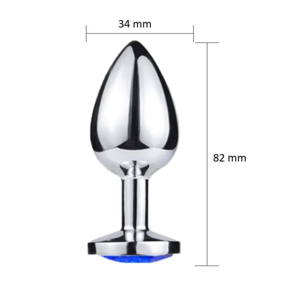 #6158 - Mücevher Taşlı Orta Boy Paslanmaz Çelik Anal Tıkaç Plug