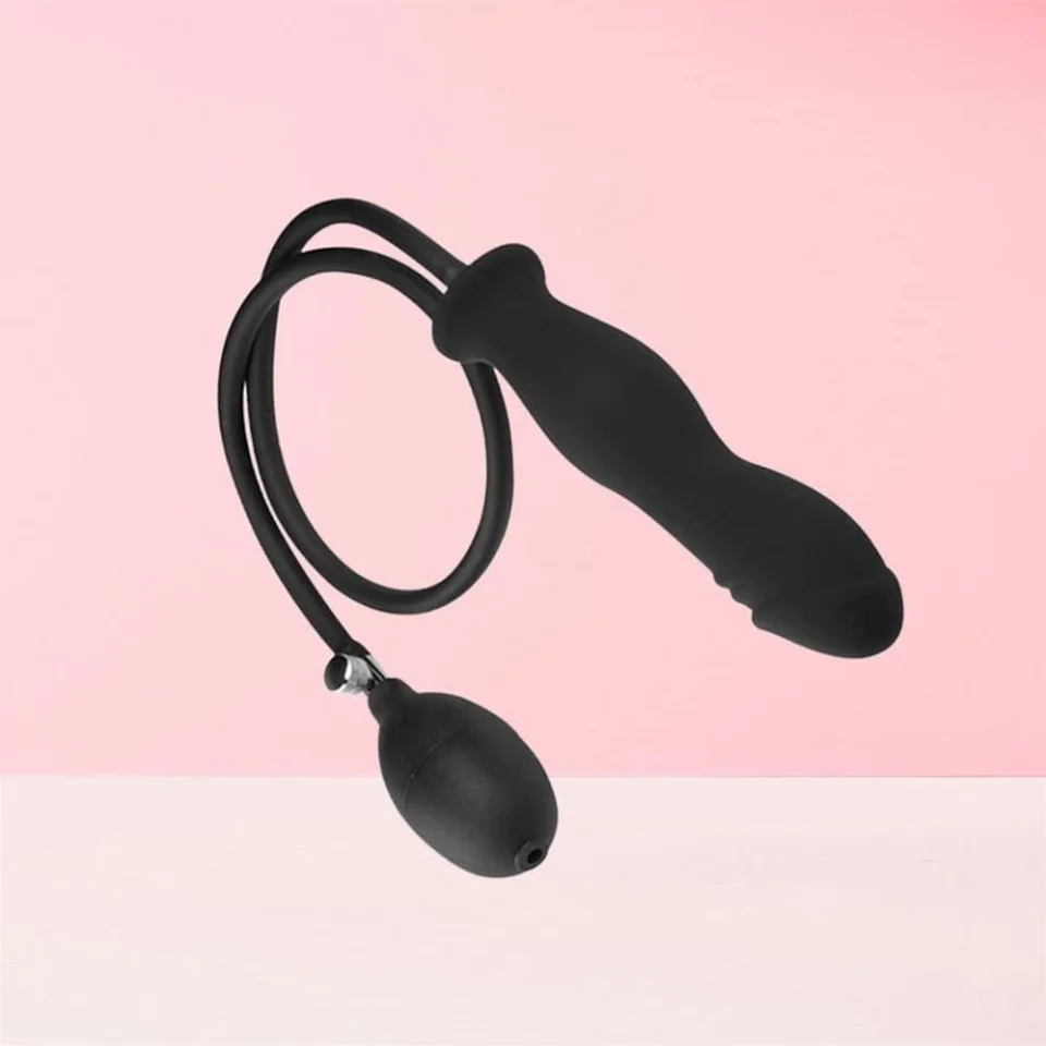 #6330 - Şişebilen Pompalı Boğumlu Anal Plug Siyah