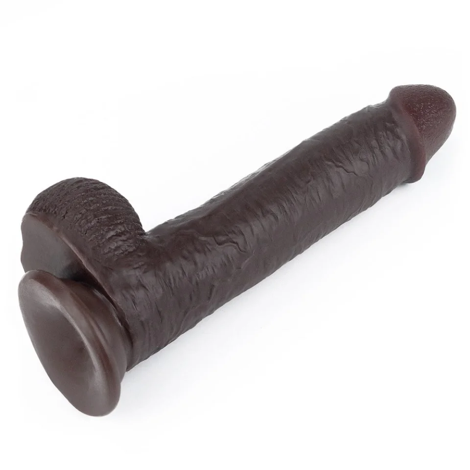 #535 - 23 cm Yeni Nesil Çift Katmanlı Realistik Zenci Dildo Penis