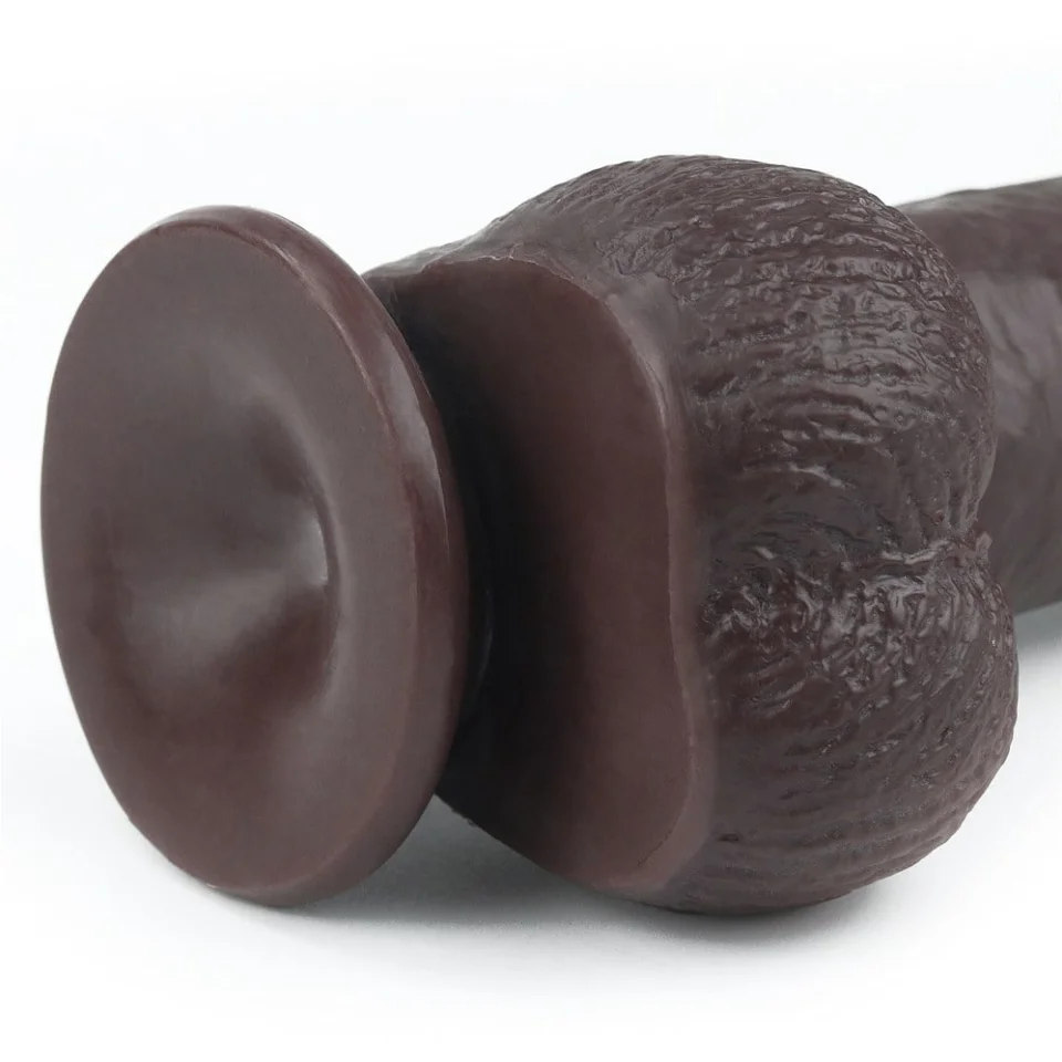 #529 - 23 cm Yeni Nesil Çift Katmanlı Realistik Zenci Dildo Penis