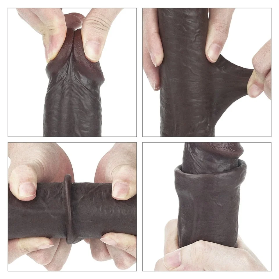 #537 - 23 cm Yeni Nesil Çift Katmanlı Realistik Zenci Dildo Penis
