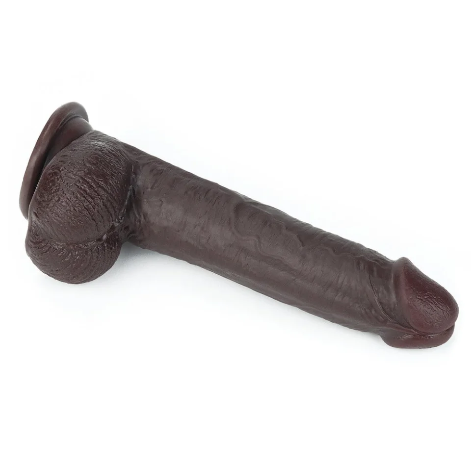 #545 - 23 cm Yeni Nesil Çift Katmanlı Realistik Zenci Dildo Penis