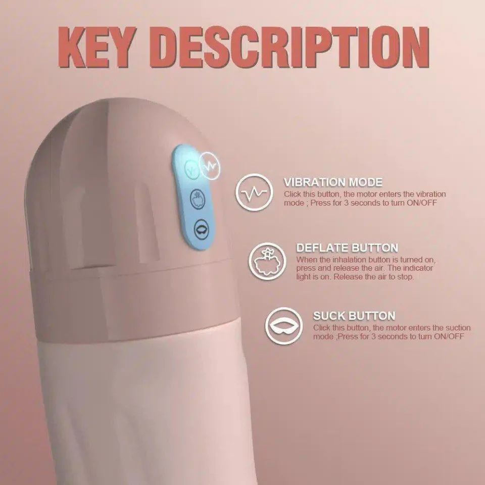 #6446 - USB Şarjlı Emme ve Güçlü Titreşim Fonksiyonlu Realistik Masturbatör