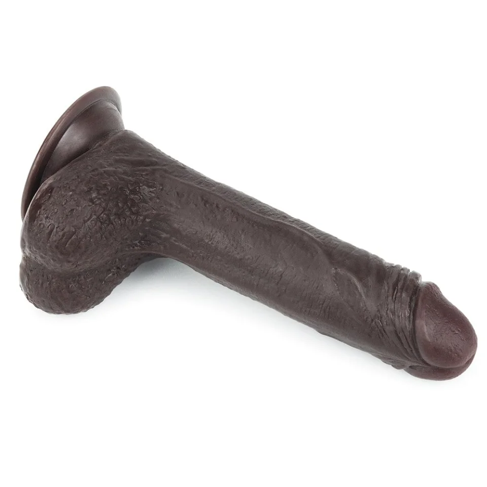 #557 - 17,5 cm Yeni Nesil Çift Katmanlı Realistik Zenci Dildo Penis