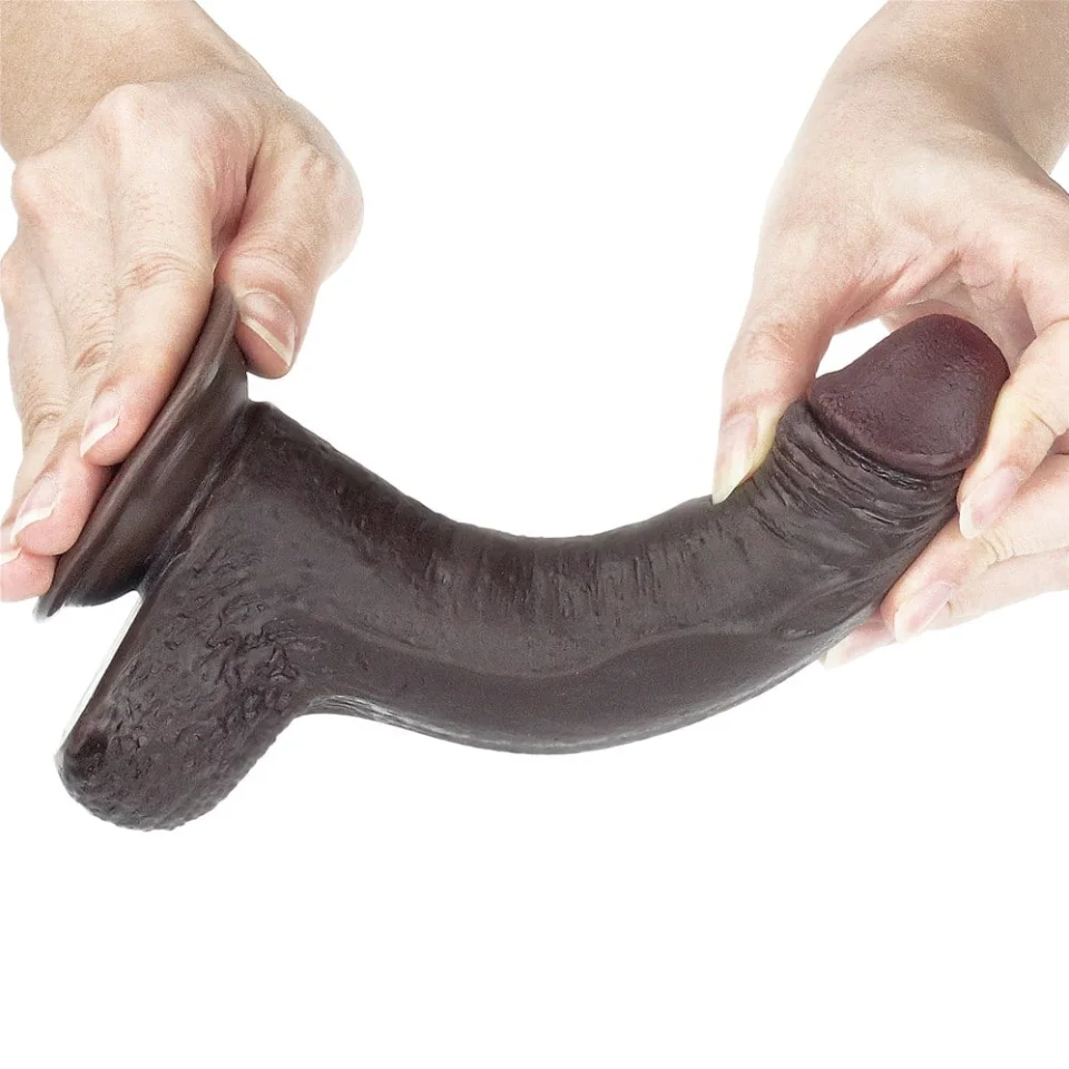 #561 - 17,5 cm Yeni Nesil Çift Katmanlı Realistik Zenci Dildo Penis