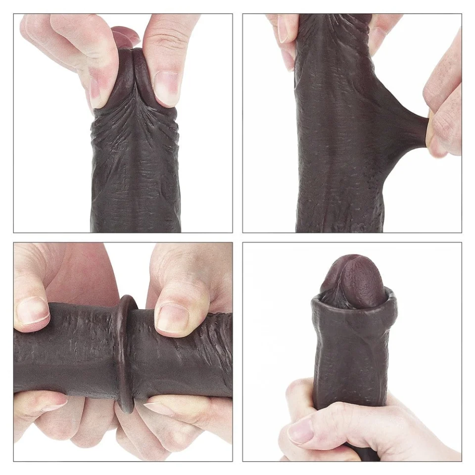 #562 - 17,5 cm Yeni Nesil Çift Katmanlı Realistik Zenci Dildo Penis