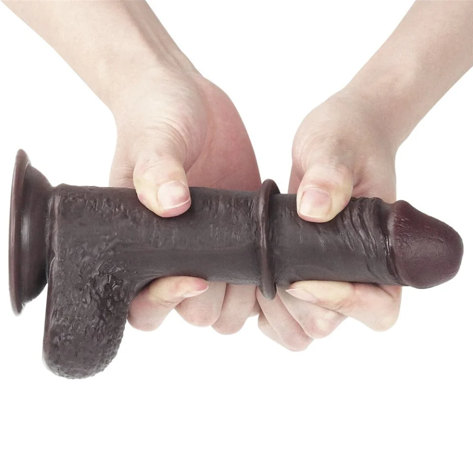 #563 - 17,5 cm Yeni Nesil Çift Katmanlı Realistik Zenci Dildo Penis