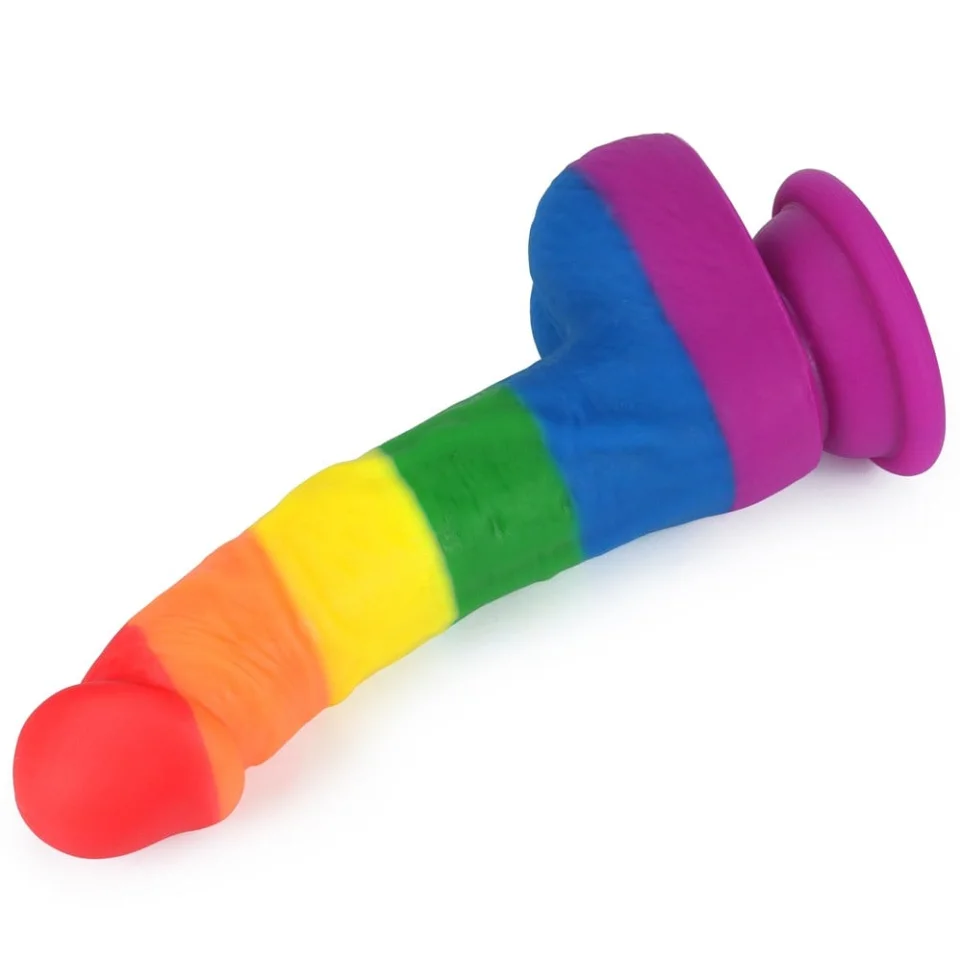 #565 - 20,5 cm Renkli Realistik Vantuzlu Dildo Penis