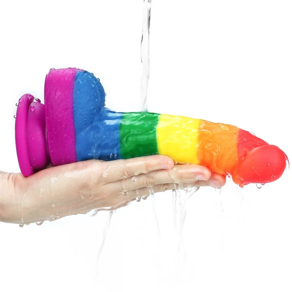 #566 - 20,5 cm Renkli Realistik Vantuzlu Dildo Penis
