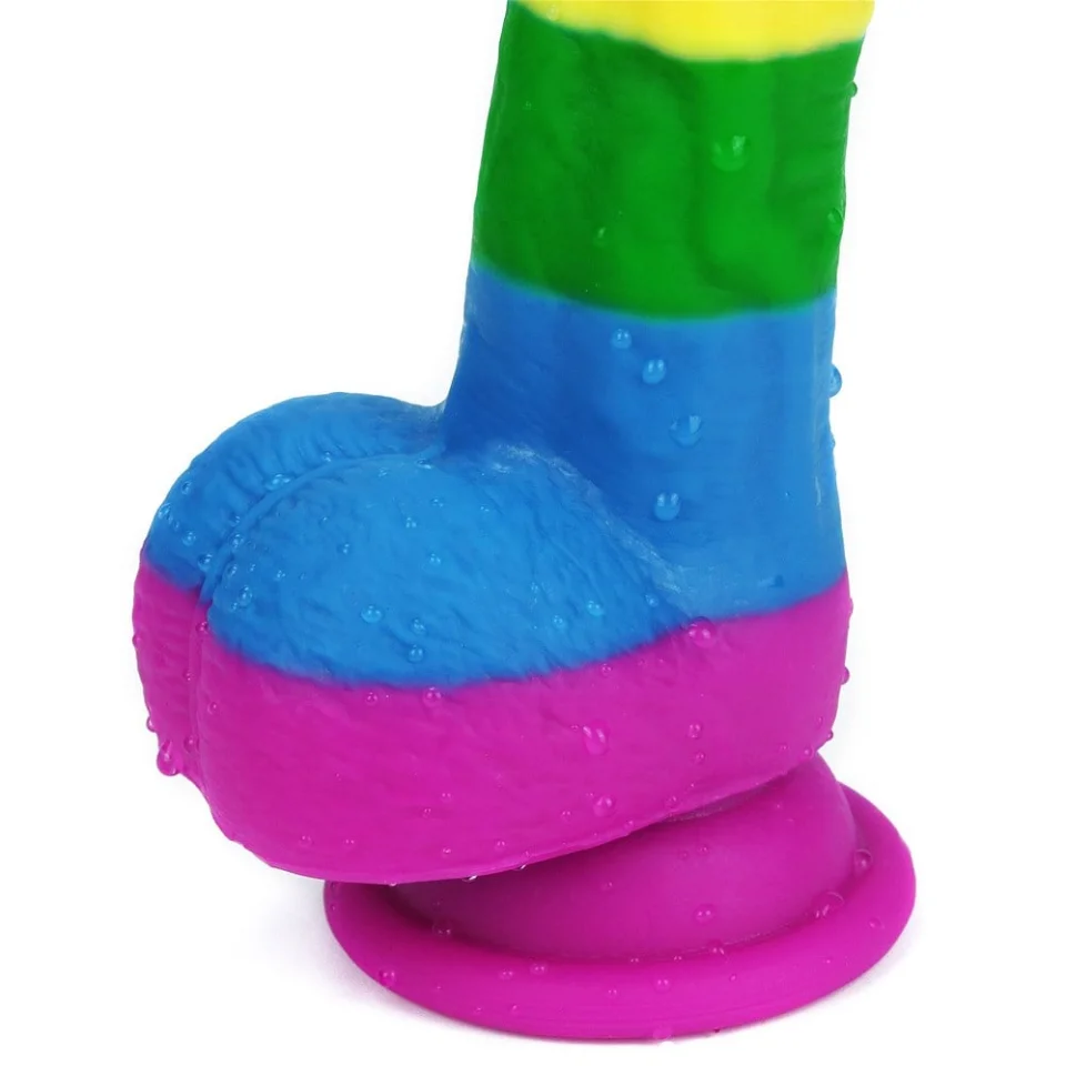#571 - 20,5 cm Renkli Realistik Vantuzlu Dildo Penis
