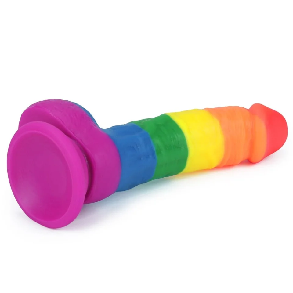 #569 - 20,5 cm Renkli Realistik Vantuzlu Dildo Penis
