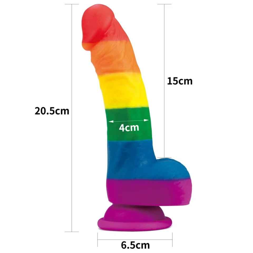 #567 - 20,5 cm Renkli Realistik Vantuzlu Dildo Penis