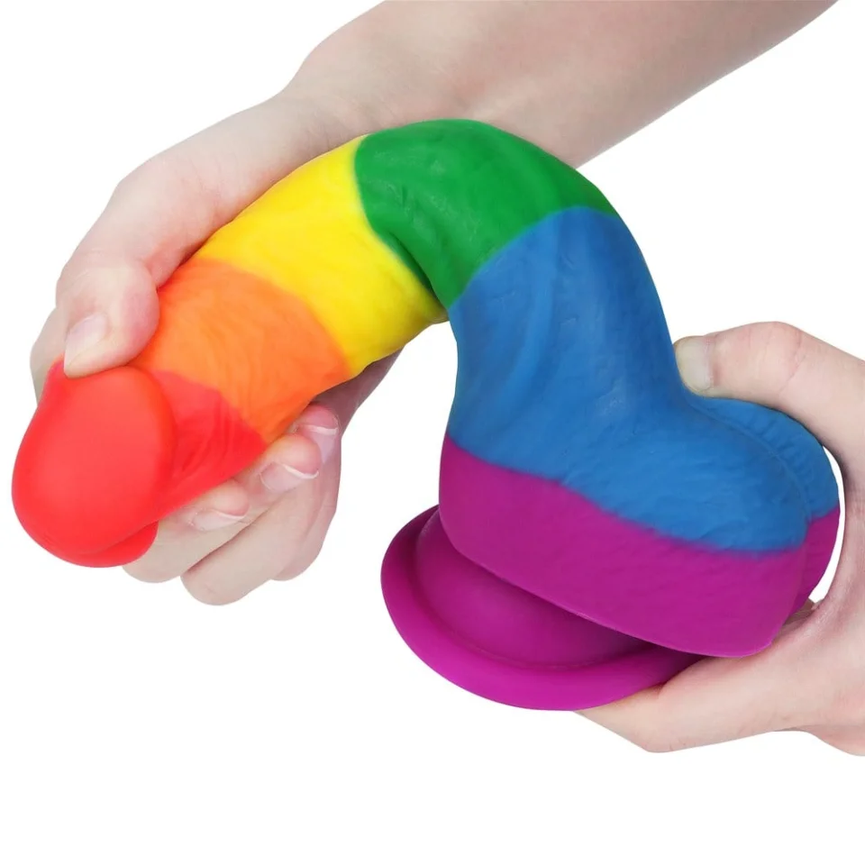 #572 - 20,5 cm Renkli Realistik Vantuzlu Dildo Penis