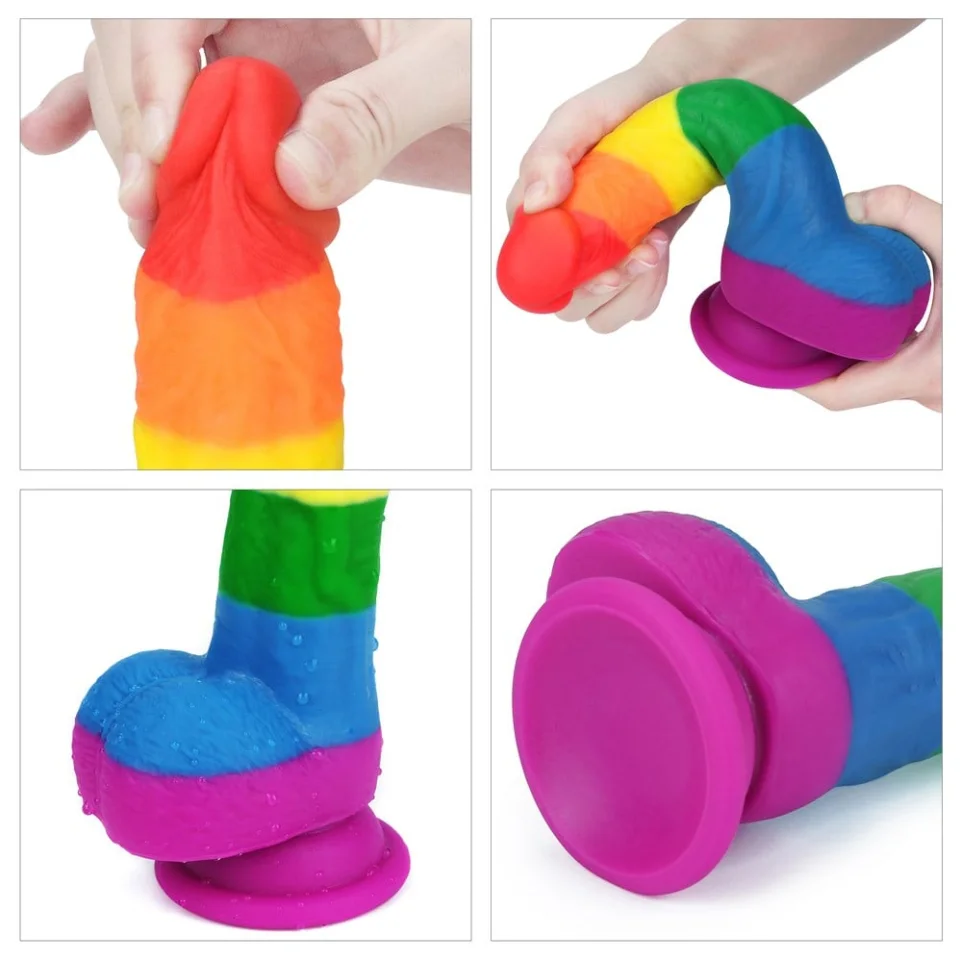 #573 - 20,5 cm Renkli Realistik Vantuzlu Dildo Penis