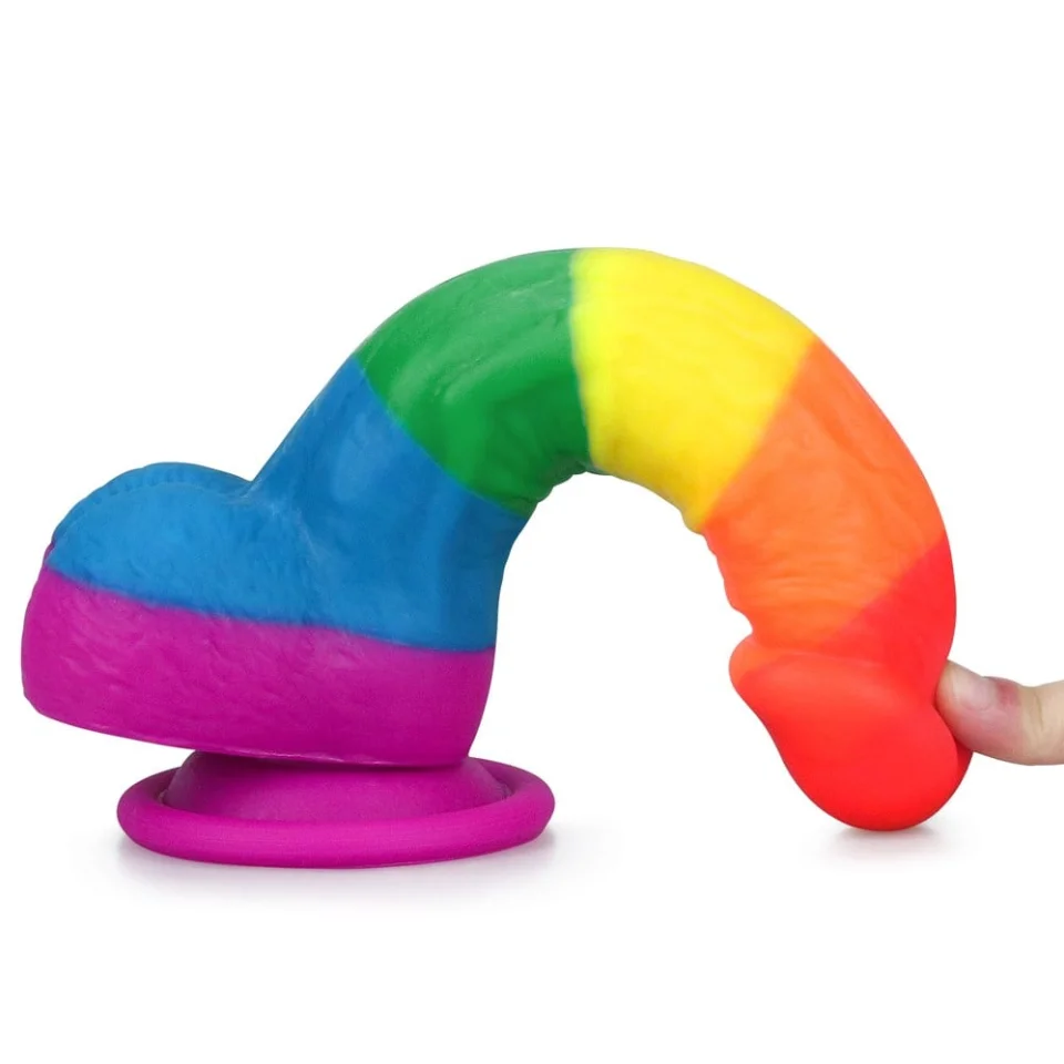 #574 - 20,5 cm Renkli Realistik Vantuzlu Dildo Penis