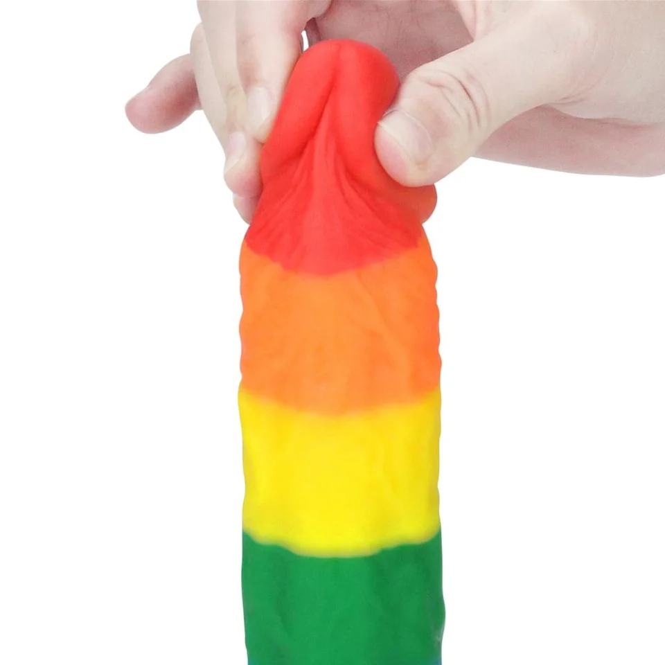 #576 - 20,5 cm Renkli Realistik Vantuzlu Dildo Penis