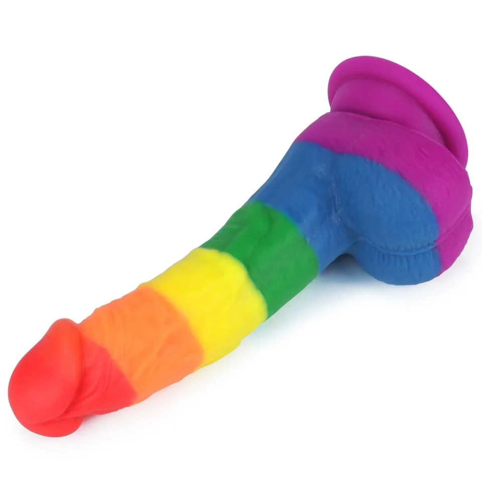 #575 - 20,5 cm Renkli Realistik Vantuzlu Dildo Penis
