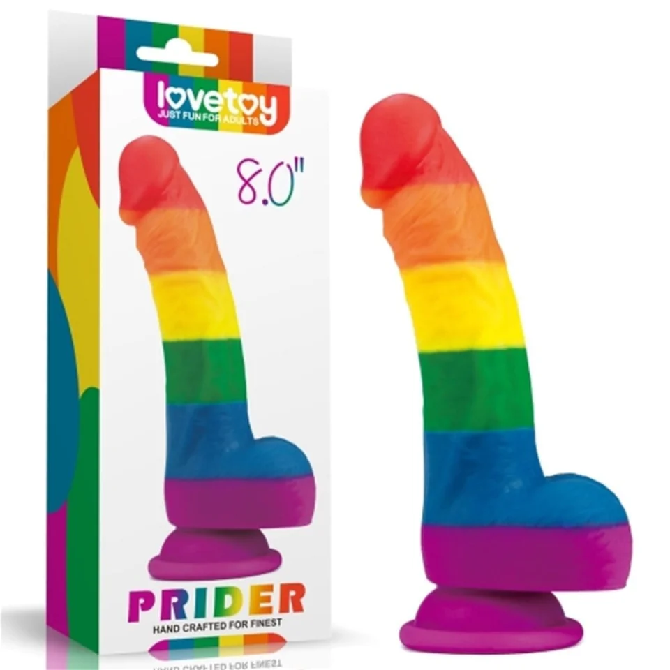 #577 - 20,5 cm Renkli Realistik Vantuzlu Dildo Penis