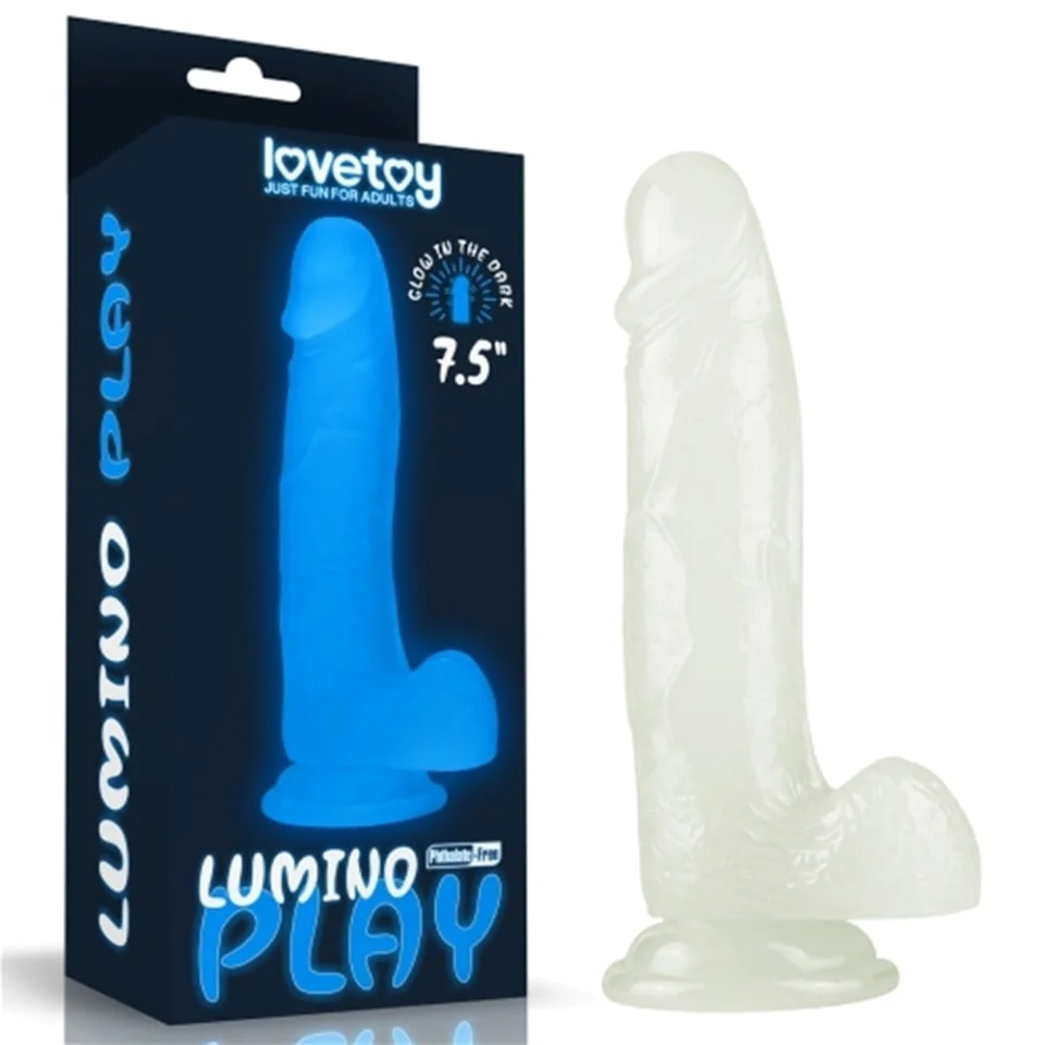 #594 - 19 cm Gece Parlayan Fosforlu Realistik Vantuzlu Şeffaf Dildo Penis