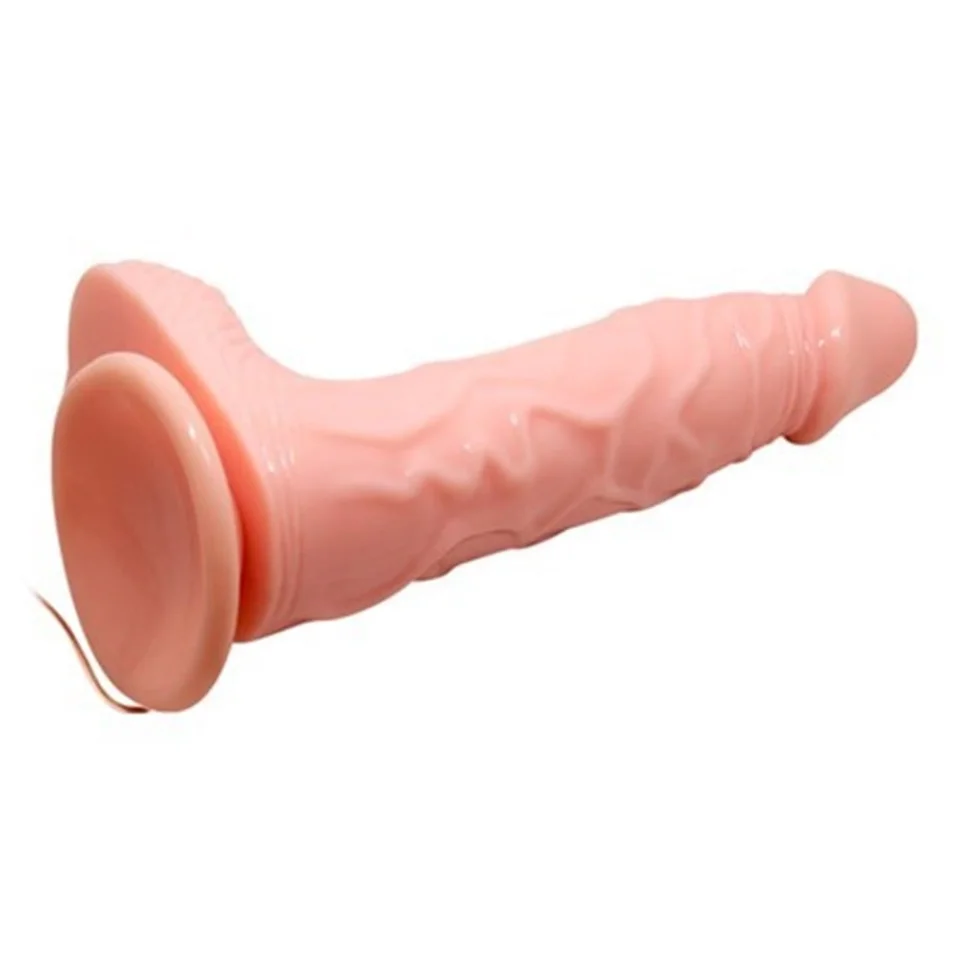 #621 - 20,5 cm Oynar Başlı Titreşimli Realistik Vibratör Penis