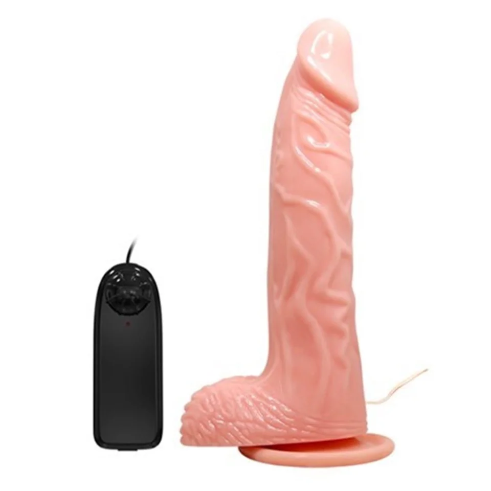 #622 - 20,5 cm Oynar Başlı Titreşimli Realistik Vibratör Penis
