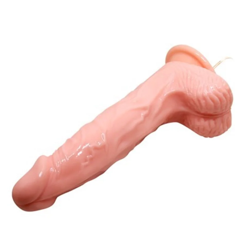 #623 - 20,5 cm Oynar Başlı Titreşimli Realistik Vibratör Penis