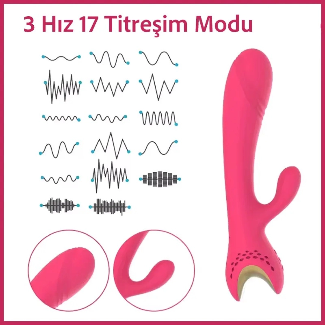 #12339 - 17 Fonksiyonlu USB Şarjlı Su Geçirmez G-Spot Uyarımlı Soft Vibratör