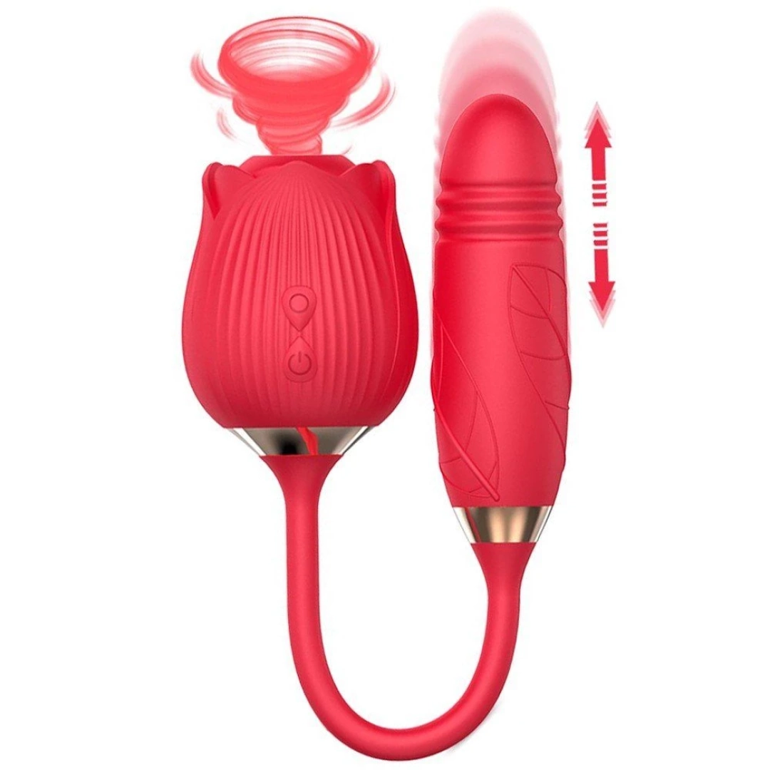 #12353 - Rose Emiş Güçlü ve İleri Geri Hareketli Gül Vibratör
