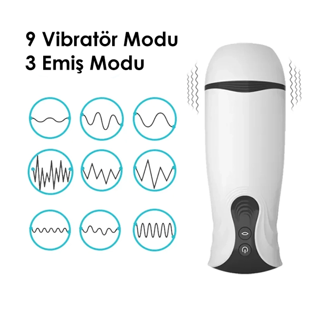#12472 - &quot;9 Titreşim 3 Emiş Modlu Sesli Otomatik Vakum Mastürbatör&quot;