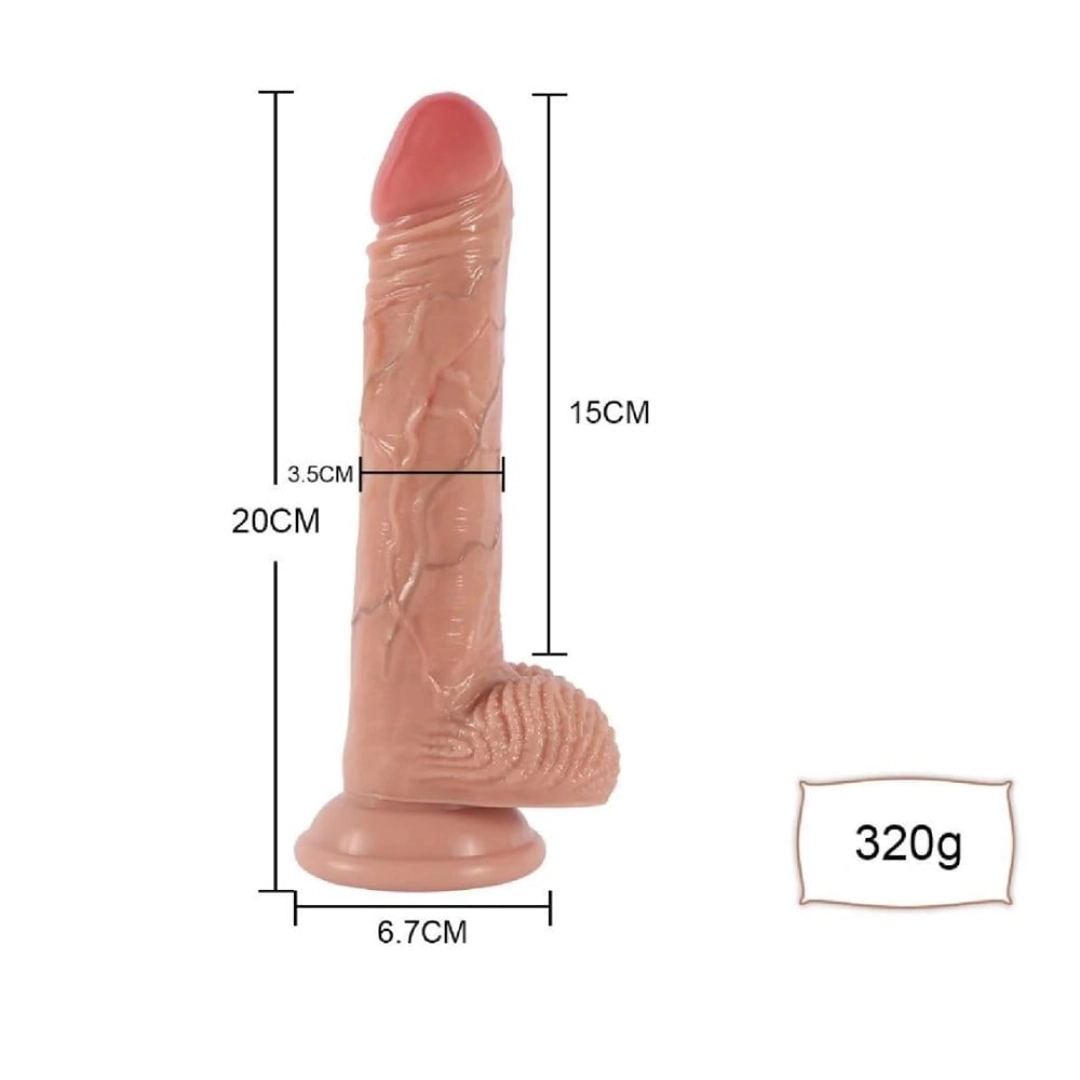 #12588 - 20 cm Şarjlı İleri Geri Titreşimli Realistik Vibratör Dildo