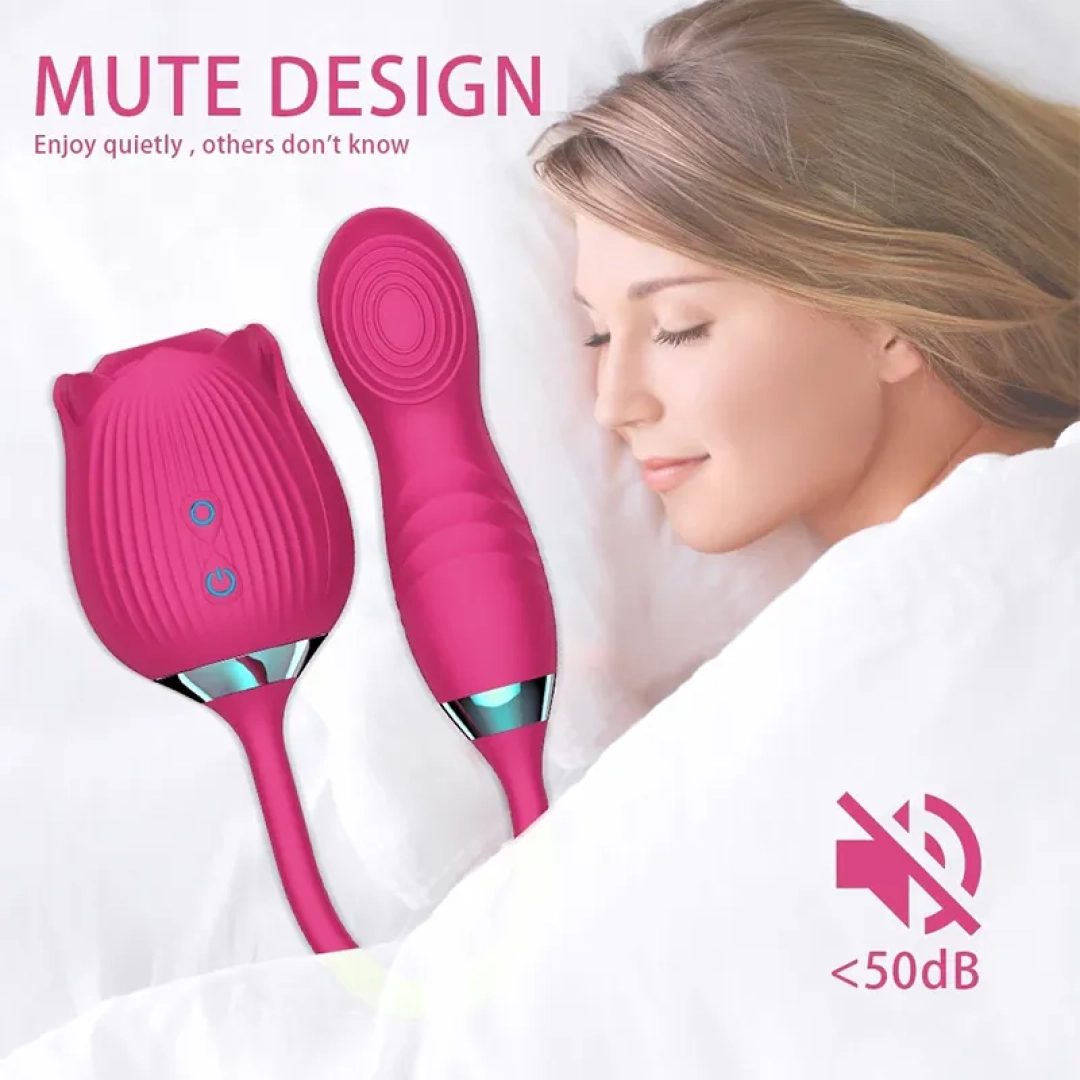 #12364 - Titreşimli G-Spot Tapping ve Klitoris Emiş Güçlü 3 in 1 Gül Vibratör