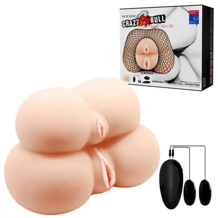 #BDM9136 - İkiz Titreşimli Sesli Realistik Kalça Suni Vajina Anal Mastürbatör
