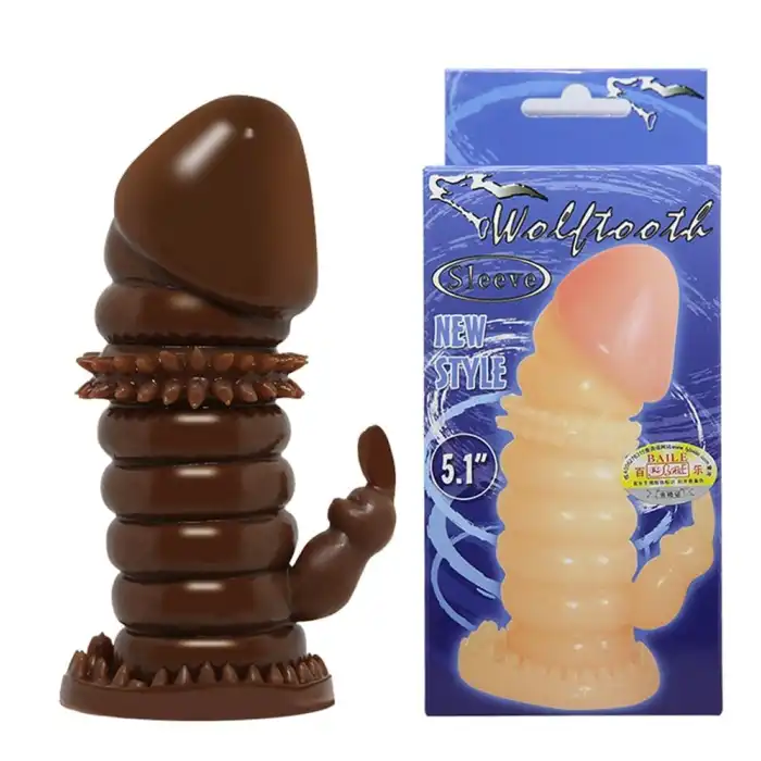 #BDM1608 - Klitoral Uyarıcılı Tırtıklı Boğumlu Penis Kılıfı