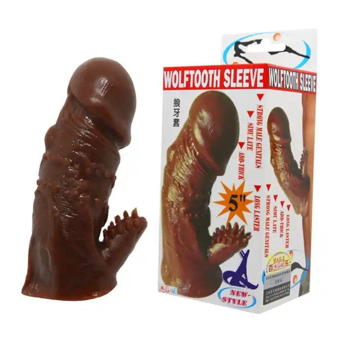 #1601 - Klitoral Uyarıcılı Tırtıklı Damarlı Penis Kılıfı