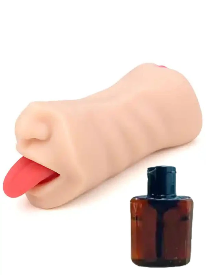 #LJ4050-1 - Ağız ve Vajina Girişli Stroker Mastürbatör Kayganlaştırıcı Hediyeli