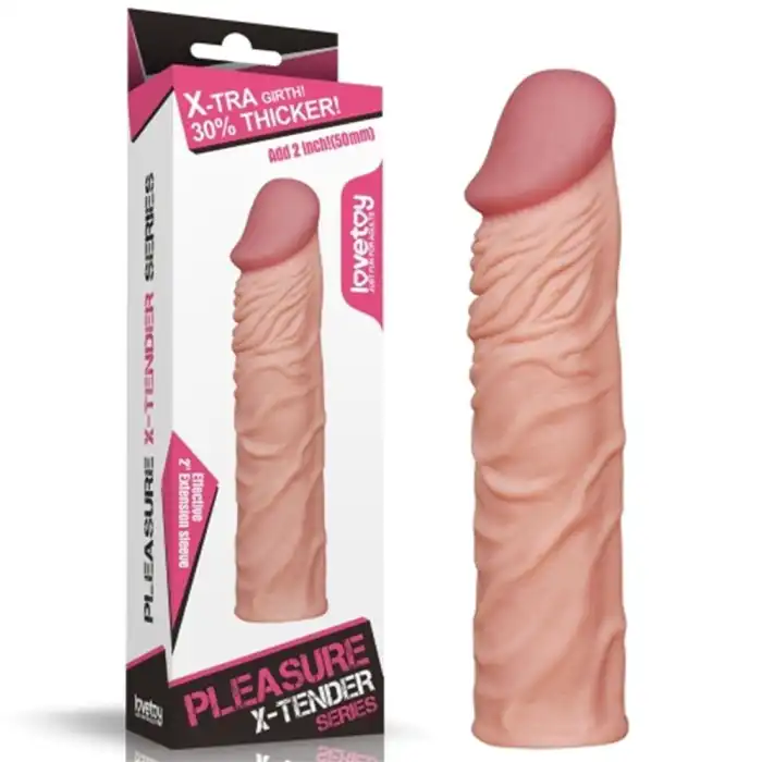 #LV1052F - Nature Extender 5 cm Dolgulu Premium Ten Rengi Silikon Penis Kılıfı
