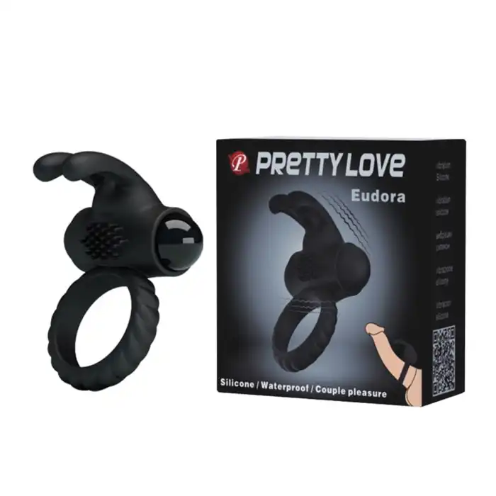 #BDM6219 - Pretty Love Klitoral Uyarıcılı Titreşimli Tavşan Penis Halkası