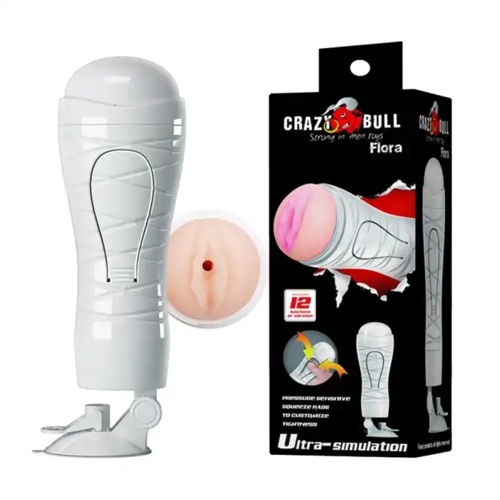 #B1179 - USB Şarjlı 12 Titreşimli Realistik Suni Vajina Erkek Mastürbatör