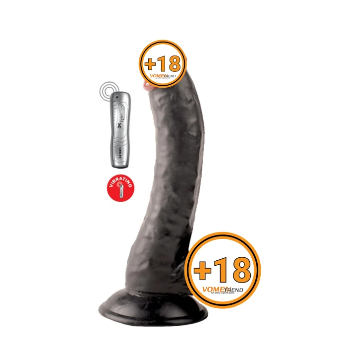 #LS-093-V- BLACK - 23 cm Siyah Kumandalı Titreşimli Realistik Dildo Vibratör