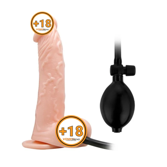 #BDM8067 - 19 cm Pompalı Büyüyen Realistik Penis Anal Vajinal Dildo Mastürbatör