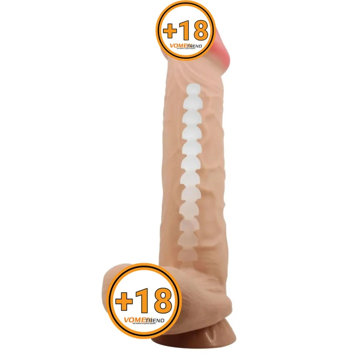 #BDM1324 - 26 cm Kıkırdak Yapılı &Ccedil;ift Katmanlı Ger&ccedil;ek&ccedil;i Dildo Penis
