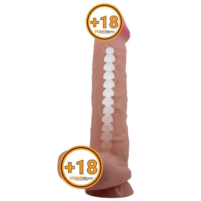 #BDM1323 - 26 cm Kıkırdak Yapılı Çift Katmanlı Gerçekçi Melez Dildo Penis