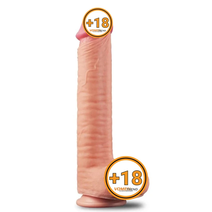 #LV411013-1 - 30,5 cm Yeni Nesil Çift Katmanlı Kalın Realistik Dev Dildo Penis